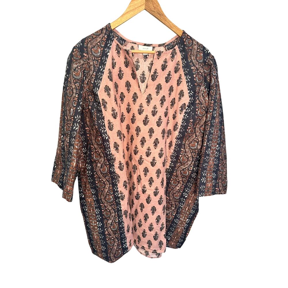 J. Jill Linen/Cotton Indian Print Tunic Size 2XL